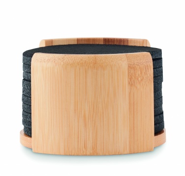 Logotrade verslo dovanos nuotrauka: RPET padėkliukai bambukiniame laikiklyje