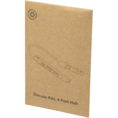 Logotrade biznesa dāvanas foto: Alkaid 4 portu pārstrādāta alumīnija USB-A un C tipa centrmezgls ar divām ieejām