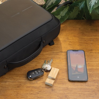 Лого трейд бизнес-подарки фото: Подставка для телефона-брелока Standkey из бамбука