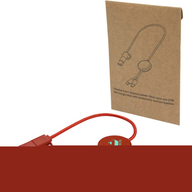 Логотрейд бизнес-подарки картинка: Citala кабель 5-в-1 из переработанной пластмассы длиной 30 см для синхронизации данных и быстрой зарядки мощностью 27 Вт