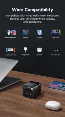 Лого трейд pекламные подарки фото: Зарядное устройство Urban Vitamin Mendocino 65 Вт GaN с выдвижным кабелем