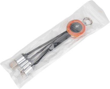 Логотрейд pекламные продукты картинка: Кабель 4-в-1 со светящимся логотипом в деревянном корпусе