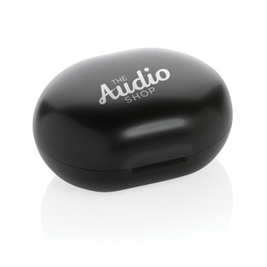 Logotrade profilprodukter bild: TWS öronsnäckor i återvunnen plast, RCS standard