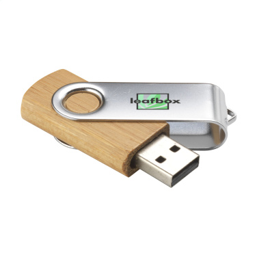 Logotrade kampanjprodukter bild: USB Twist Bamboo från lager 16 GB