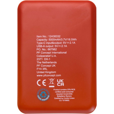 Logotrade presentreklam bild: Asama 5 000 mAh Type C-powerbank i återvunnen plast
