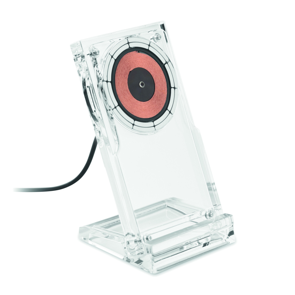 Logotrade reklamprodukter bild: Akryl trådlös laddare 15W