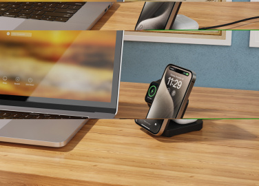 Logotrade kampanjprodukter bild: Urban Vitamin Arcadia RCS rplastic 15W 3i1 magnetisk laddare