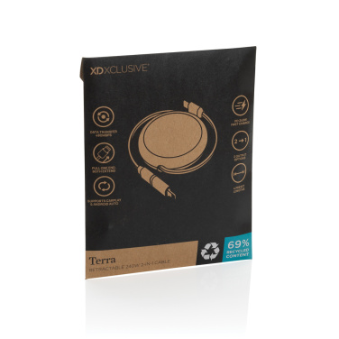 Logotrade reklamprodukter bild: Terra RCS återvunnen aluminium 240W utdragbar 2-i-1 kabel